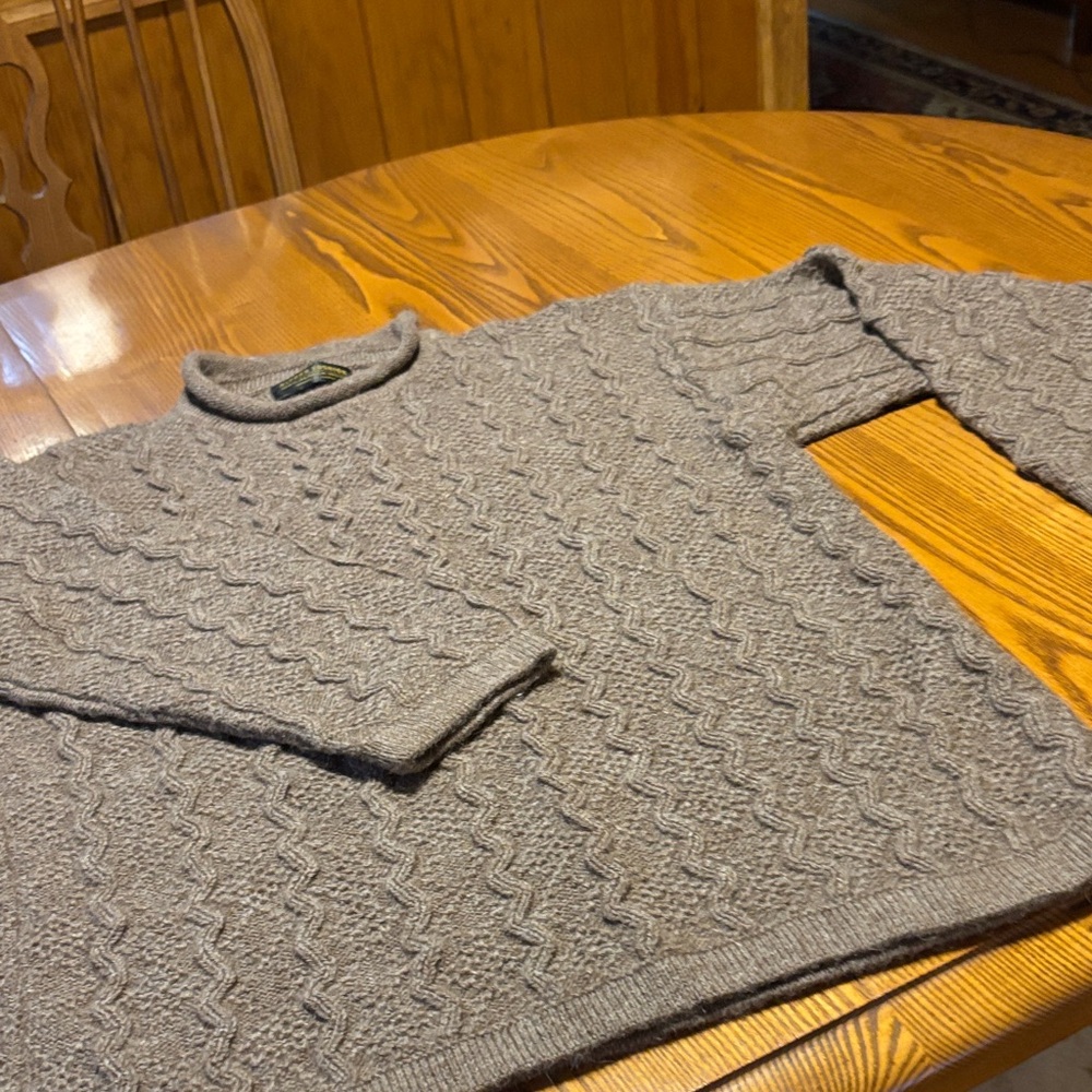 Alpaca Women's Cable Knit Turtleneck Sweater - Gray/taupe